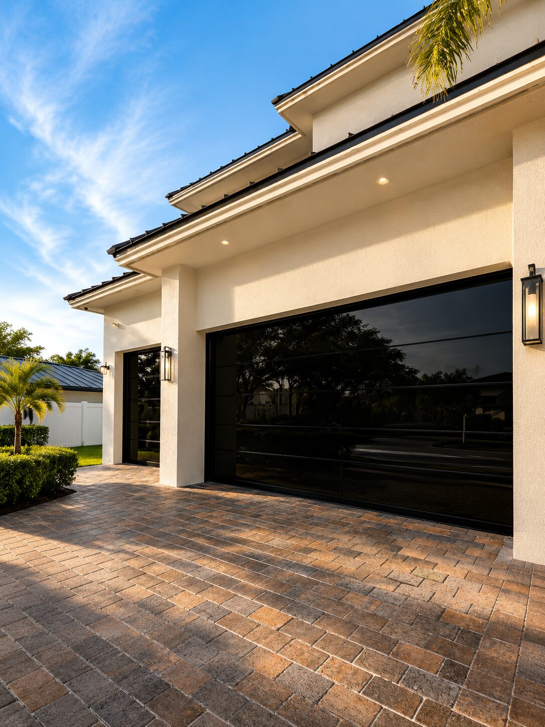 Dubai Series framed full-view glass garage doors on a custom residence