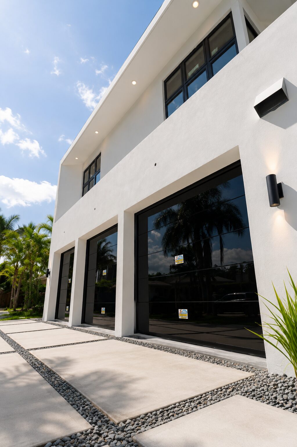 Dubai Frameless bronze and black glass garage door